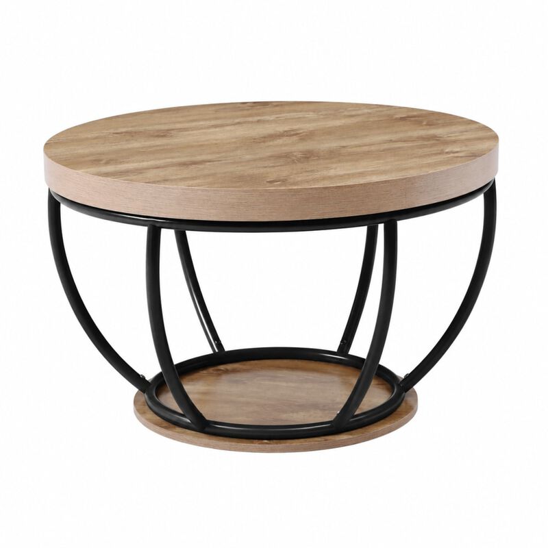 GOODSILO 31 Inch Round 2-Tier Storage Coffee Table, Multi-Functional Accent Center Table for Living Room, Home Office, Reception Area with Easy Assembly image number 0