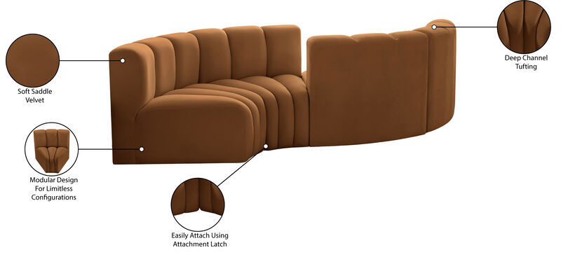 Meridian Furniture Arc Saddle Velvet Modular Sofa image number 7