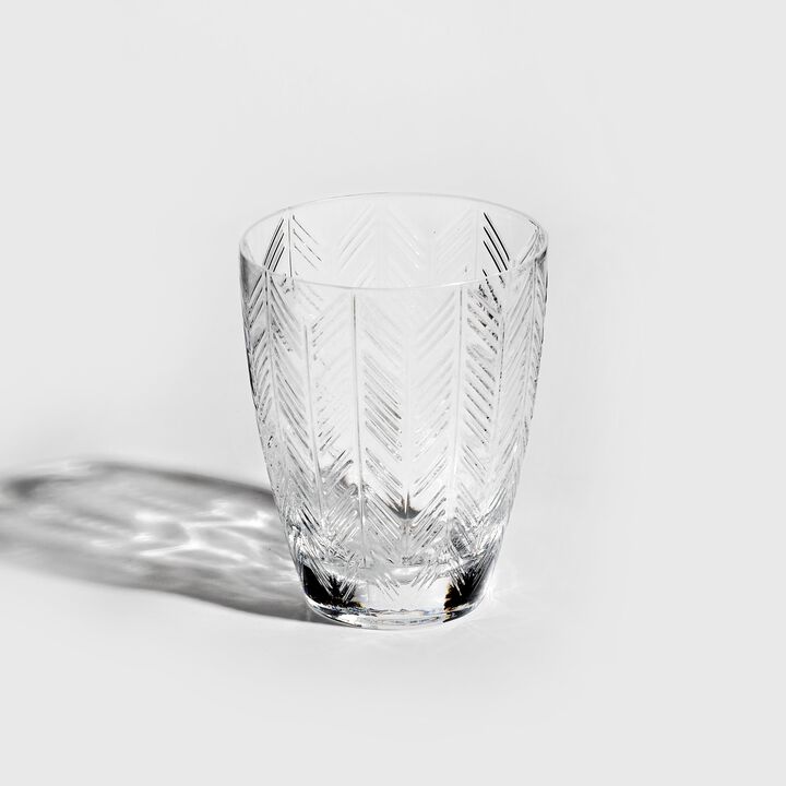 Water Glasses ZIG ZAG GLASS Transparent Set of 6, diam. 3.31", H 4.13"