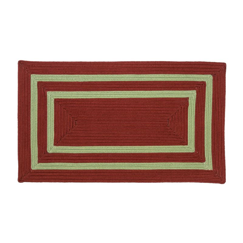 Colonial Mills  22 x 34 in. Double Border Christmas Rectangle Rug - Red & Green image number 1