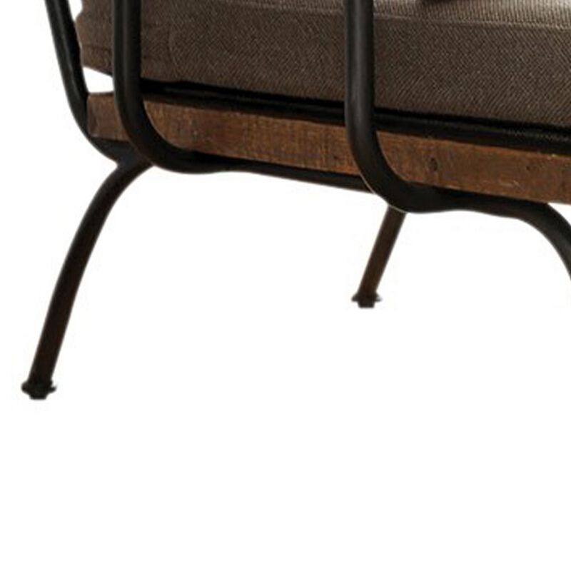 Fabric Upholstered Accent Chair, In Brown And Black-Benzara