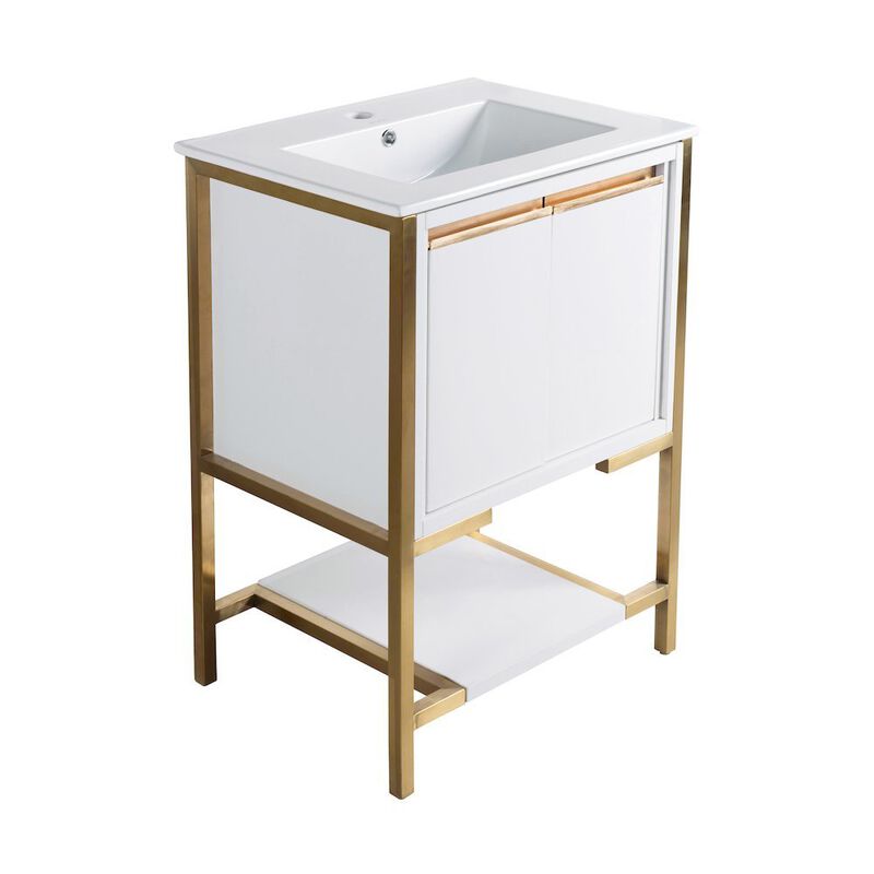 Marseille 24" Bathroom Vanity in White and Brushed Gold image number 7