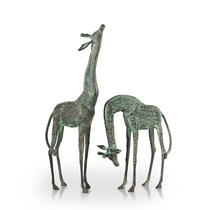 Spi Home Verdigris Finish Cast Aluminum Treetopper Giraffes Garden Sculpture