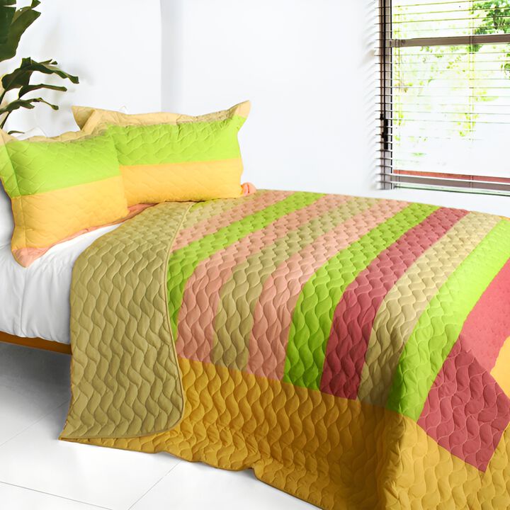 Queen 3 Piece Patchwork Quilt Set Cozy Decorative Bedspread Set for Home Use