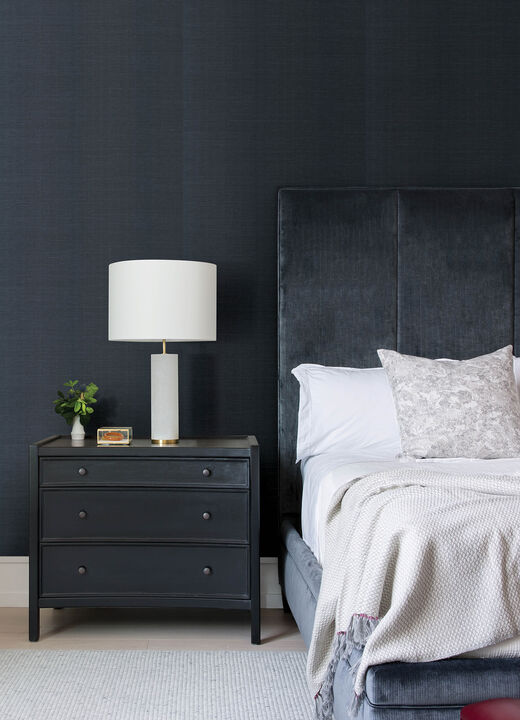 Colcord Navy Sisal Grasscloth Wallpaper