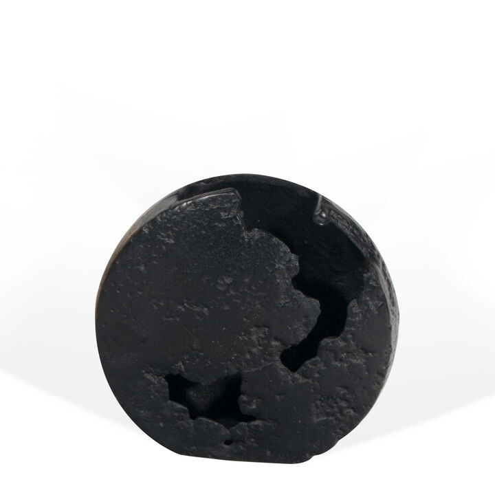 HomeRoots 8" Black Hammered Round Aluminum Table Vase