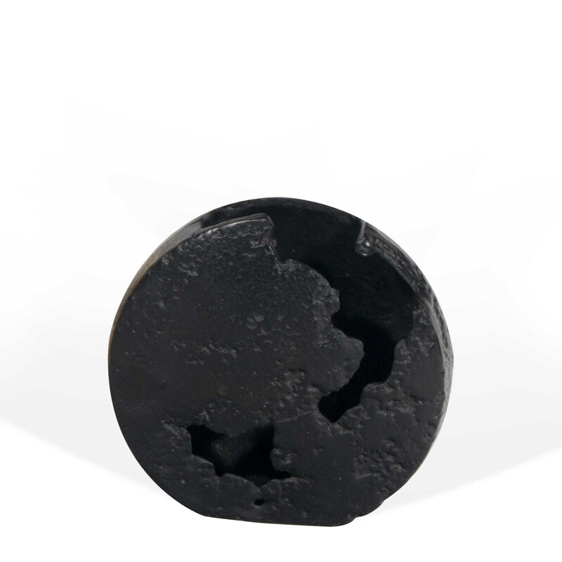 HomeRoots 8" Black Hammered Round Aluminum Table Vase image number 0
