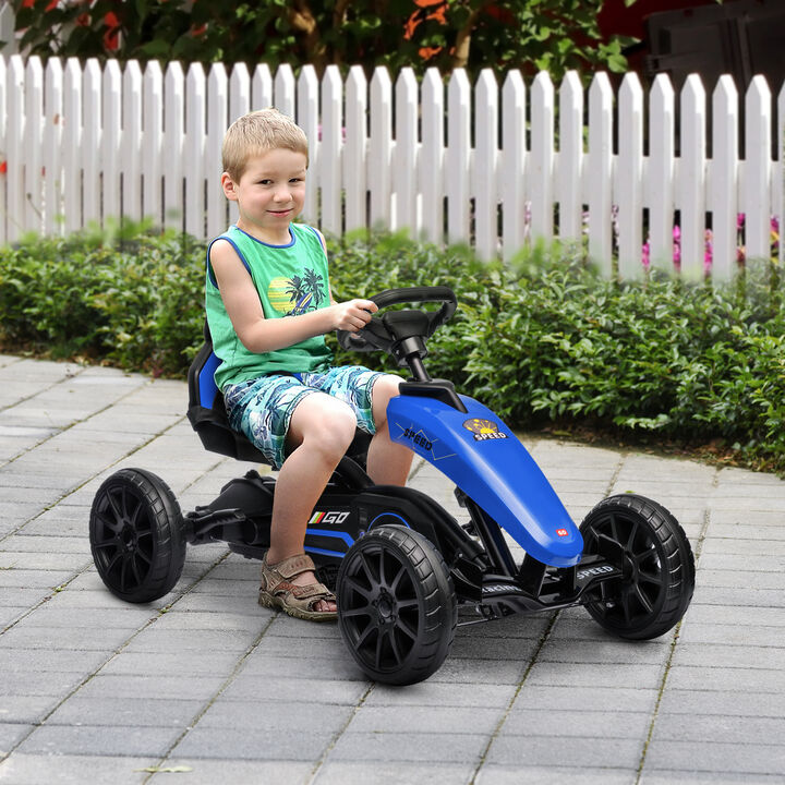 BreeBe Kids Pedal Go Kart w/ Swing Axle, Shock-Absorbing Wheels