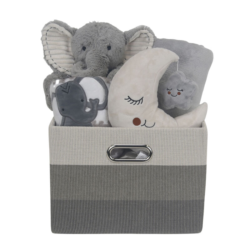 Lambs & Ivy Gray 5-Piece Baby Gift Basket for Baby Shower/Newborn Welcome Home