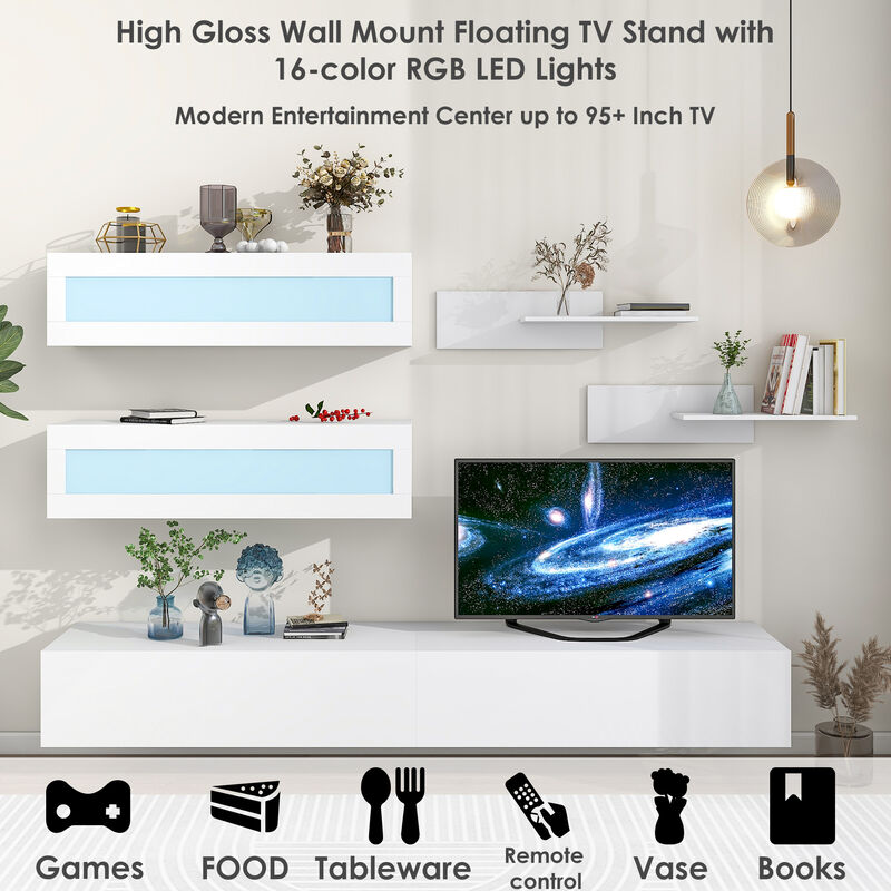 Merax Wall Mount Floating TV Stand with Storage Cabinets