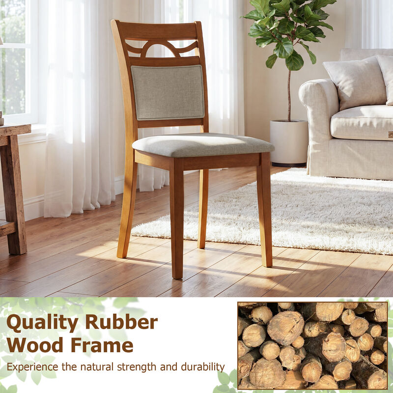 Set of 2 Dining Room Chairs with Solid Rubber Wood Frame-Brown image number 3