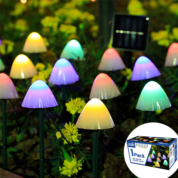 Sowaz 20 LED 20 ft. Solar Mushroom String light multi color garden
