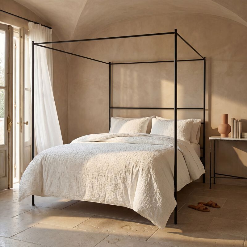 Porto White Twin Duvet Cover Set image number 2