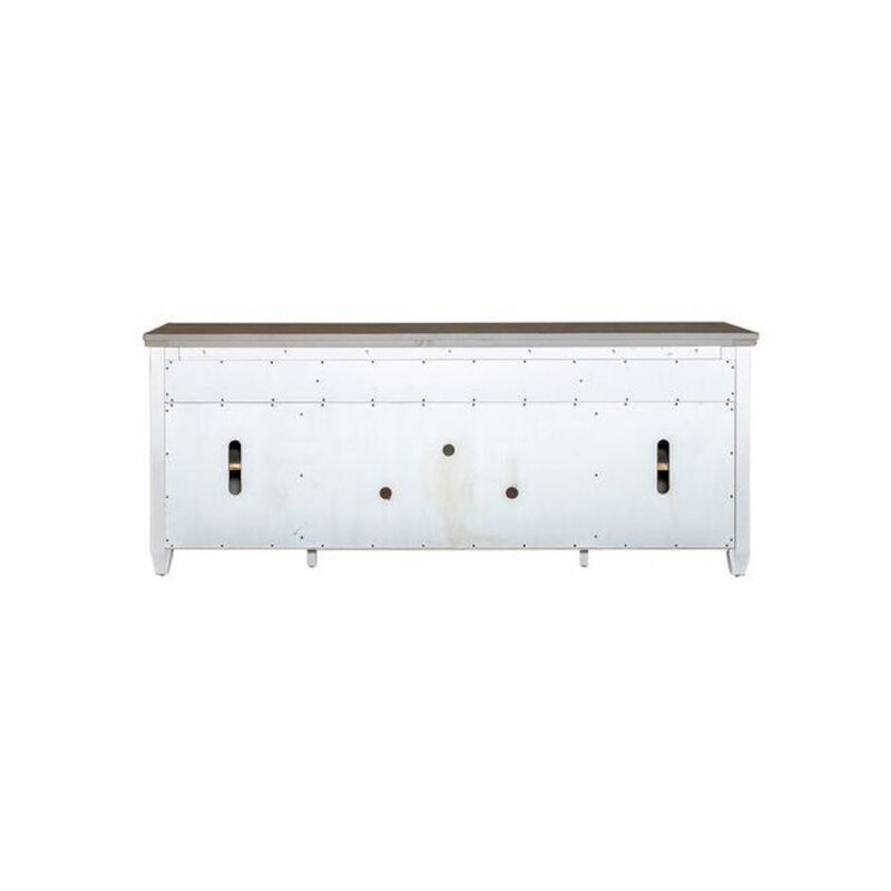 Liberty Furniture Heartland 76 Inch Tile TV Console in Antique White w/ Tobacco Top image number 3