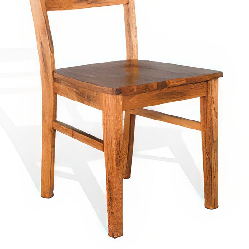 Marv Dining Chair Set of 2, Ladderback Design, Light Brown Mindi Wood - Benzara