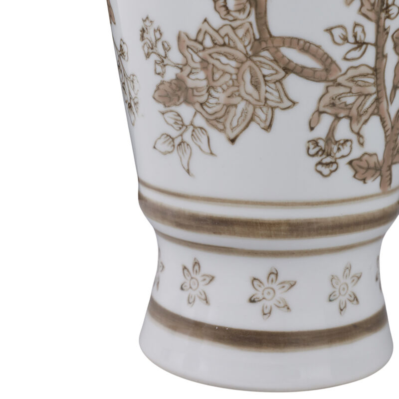 12x5" Chinoiserie Bird & Vines Vase, Brown/white image number 4
