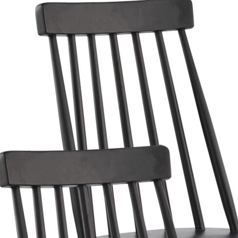HomeRoots Set of Four Black Solid Wood Windsor Back Dining Side Chairs image number 5