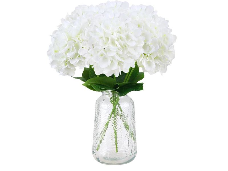 6 Pack White Artificial Hydrangea Flower Heads Outdoor Wedding Centerpiece Decor image number 0