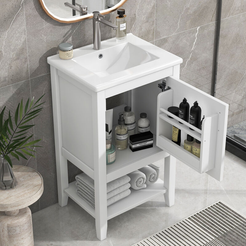 Merax Bathroom Vanity with Sink, Bathroom Cabinet with Soft Closing Door