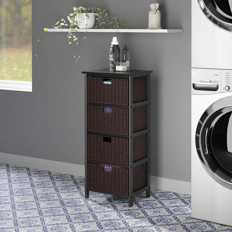 Winsome Wood Omaha Storage Rack with 4 Foldable Baskets image number 2