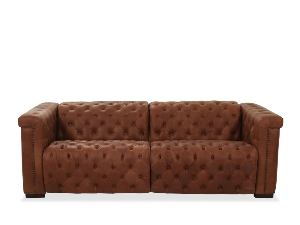 Savion Brown Leather Power Sofa