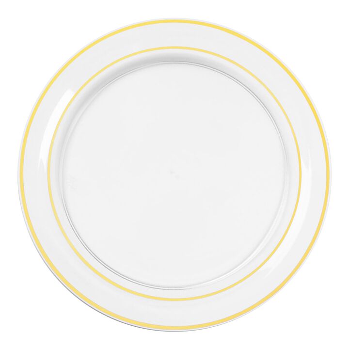 7.5" Clear with Gold Edge Rim Plastic Salad Plates (120 Plates)