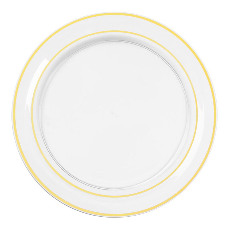 7.5" Clear with Gold Edge Rim Plastic Salad Plates (120 Plates) image number 0