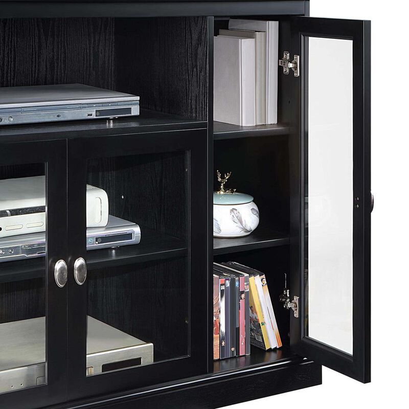 Convenience Concepts Summit Highboy TV Stand with Storage Cabinets and Shelves, Black Finish