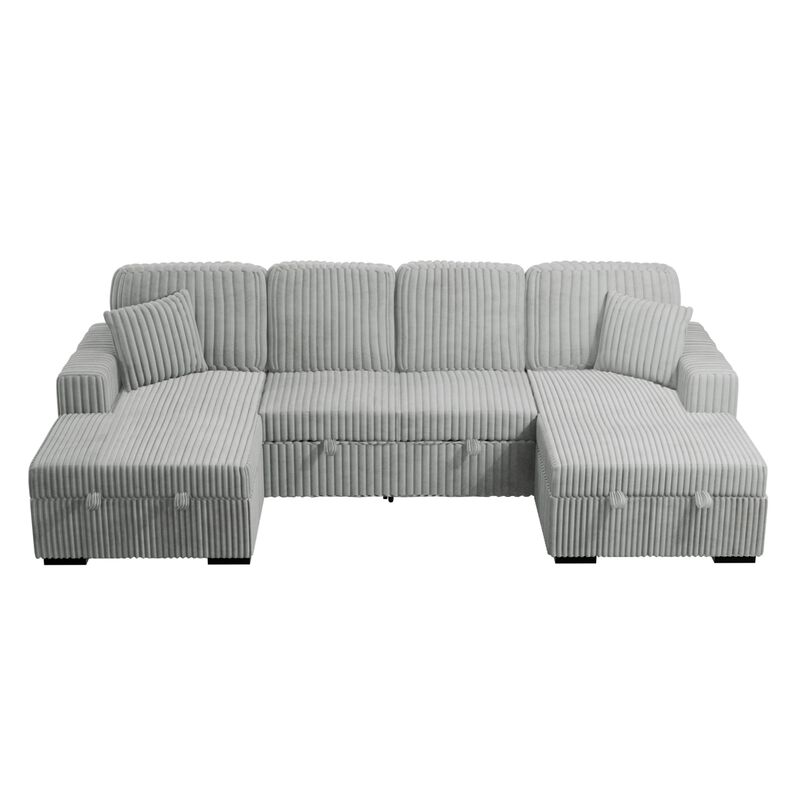 Jaklix U‑Shaped Corduroy Convertible Sleeper Sectional Sofa image number 7