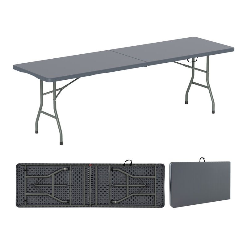 Portable Folding Table 350 LBS Fold-in-Half Table with HDPE Tabletop