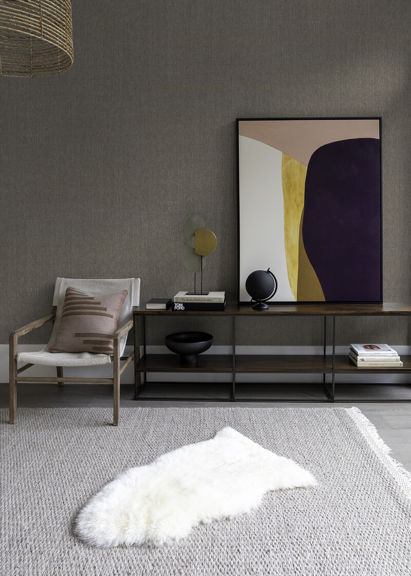 Gaoyou Taupe Paper Weave Wallpaper image number 1