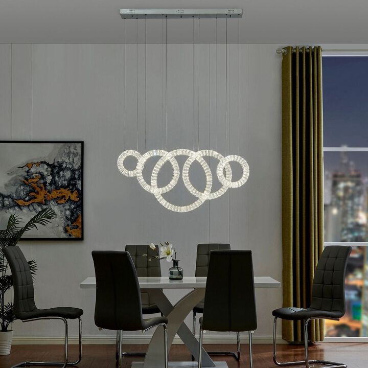 Hoop Progression Chandelier Chrome Crystal Integrated LED Dimmable