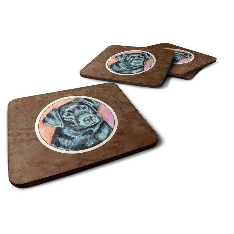 Caroline's Treasures 7177FC Black Labrador Foam Coasters (Set of 4), 3.5, Multicolor image number 0