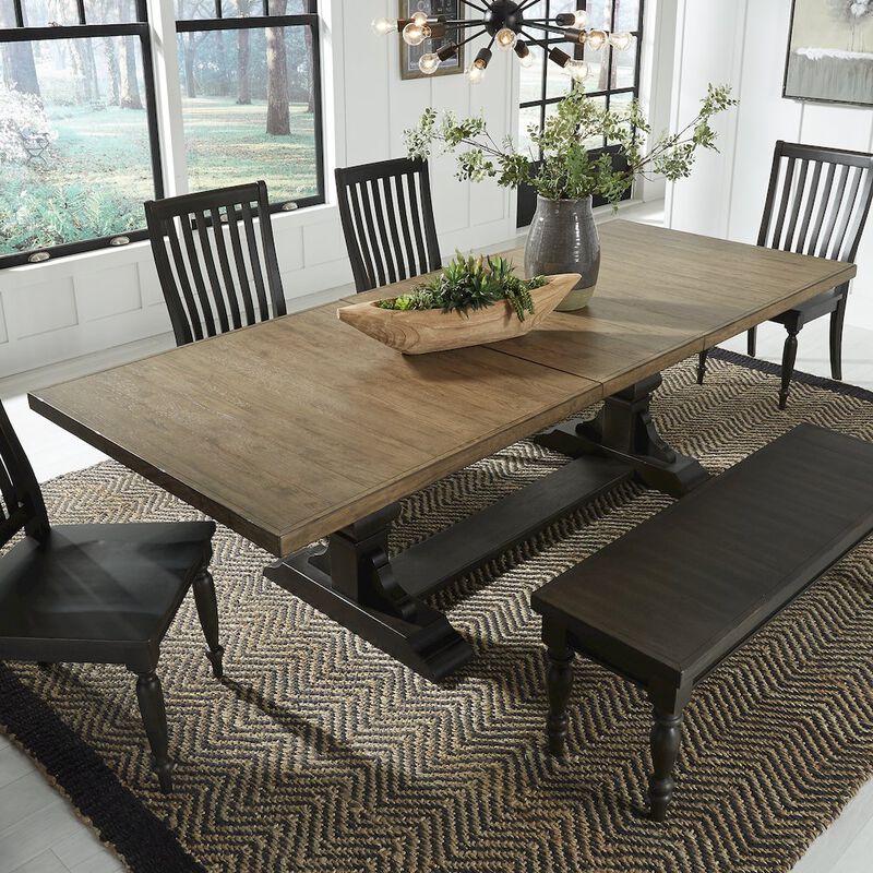 Liberty Furniture Harvest Home Trestle Table in Rubberwood Solids w/ Knotty White Oak Veneers image number 9