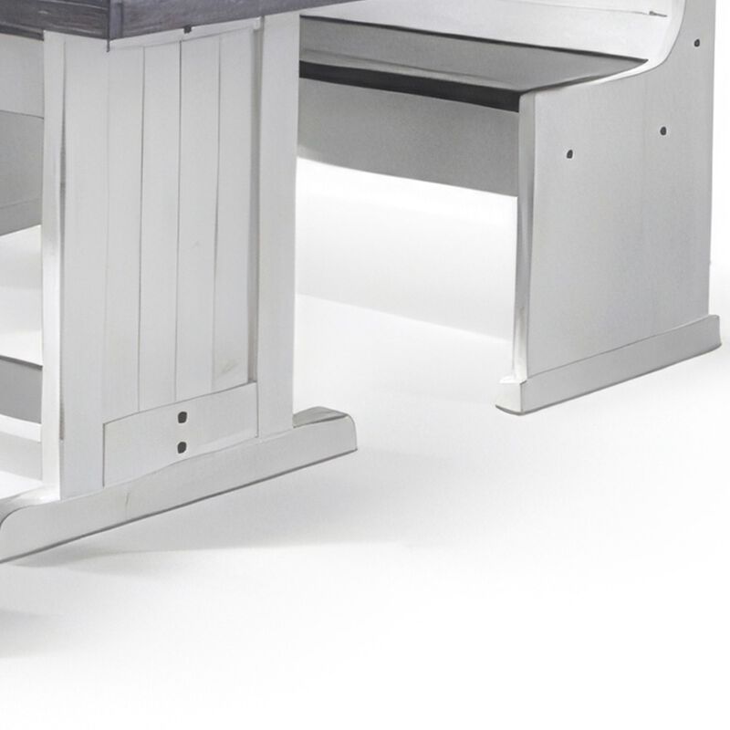 Orso 4pc Breakfast Nook Dining Table Set, Corner Bench, White Brown