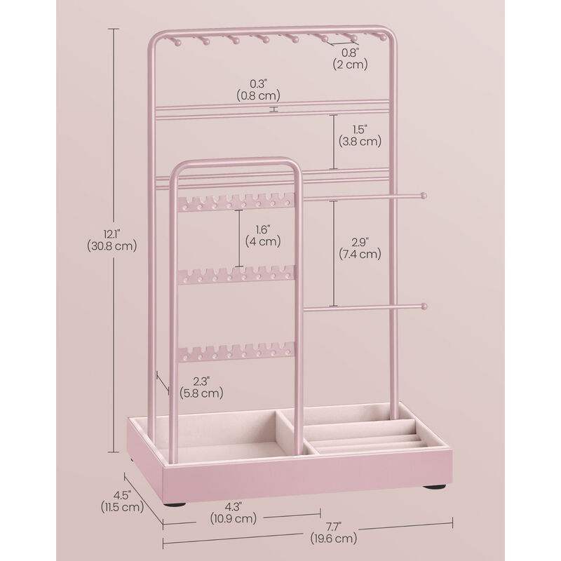 Jewelry Stand with Metal Frame and Tray Storage Organizer image number 4
