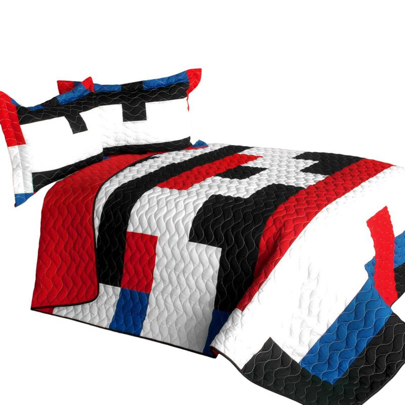 Gods Determine Queen Size 3PC Quilted Patchwork Bed Cover Bedding Set image number 1
