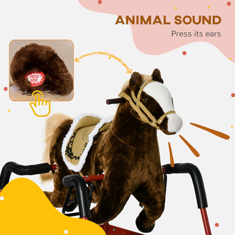 BreeBe Kids Spring Rocking Horse, Ride on Horse for Girls and Boys with Sounds, Plush Animal Ride-on Toy with Soft Feel image number 4