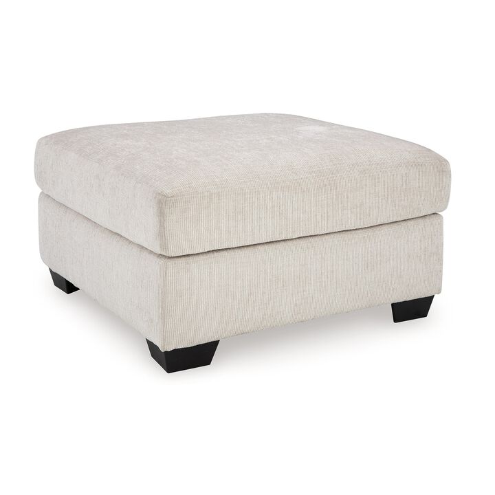 Avie Oversized Accent Ottoman, White Ivory Polyester Cushion, 38 Inch - Benzara