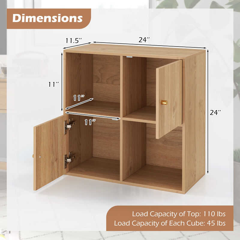 Freestanding 3-Tier Bookcase with 4 Cubes, 2 Doors & Anti-Tip Hardware image number 4