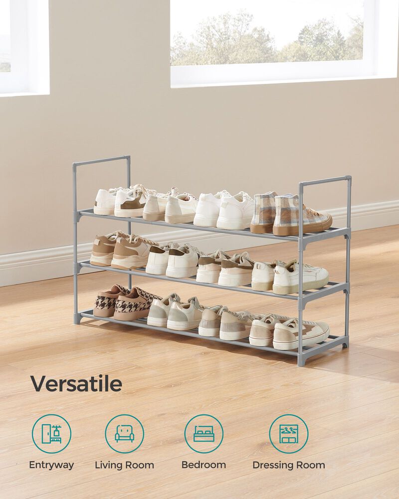 2-Tier Metal Shoe Rack - Storage Shelf Organizer for Entryway