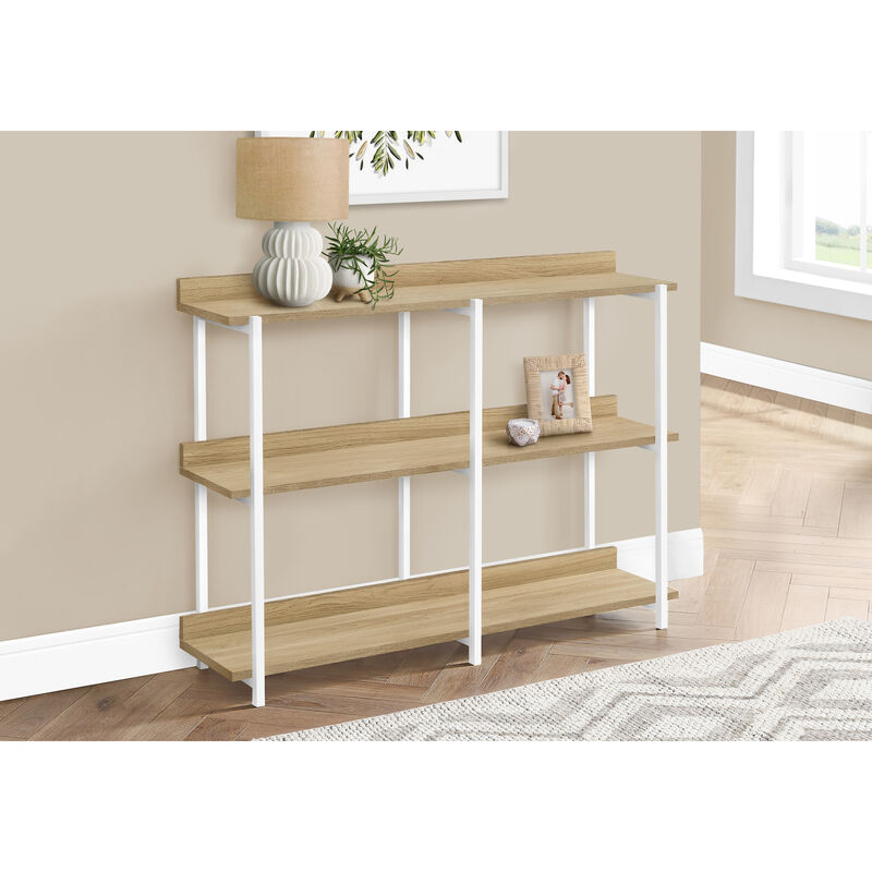 Monarch Specialties I 2222 Accent Table, Console, Entryway, Narrow, Sofa, Living Room, Bedroom, Metal, Laminate, Natural, White, Contemporary, Modern
