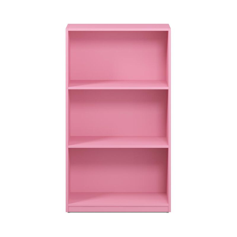Furinno Basic 3-Tier Bookcase Storage Shelves, Pink, 99736PI