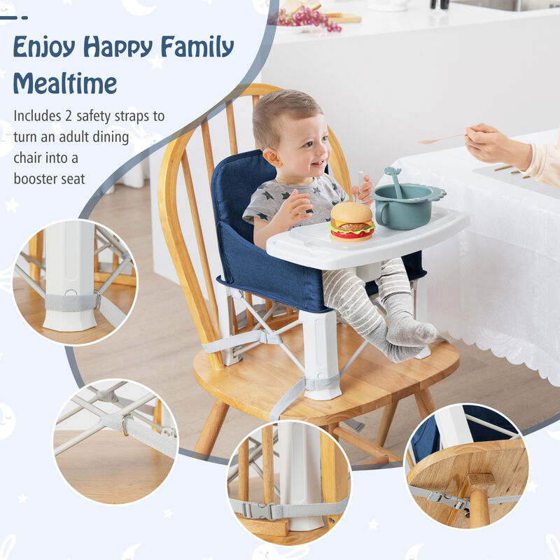 Baby Booster Seat with Safety Harness & Two-Tray Setup – Portable & Easy Clean