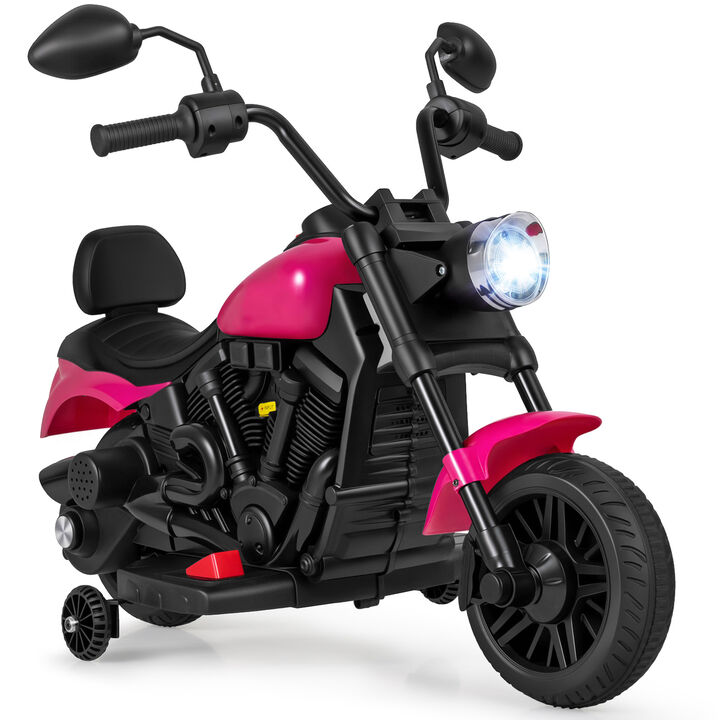 Kids 6V Ride On Motorcycle with Training Wheels Headlight and Music