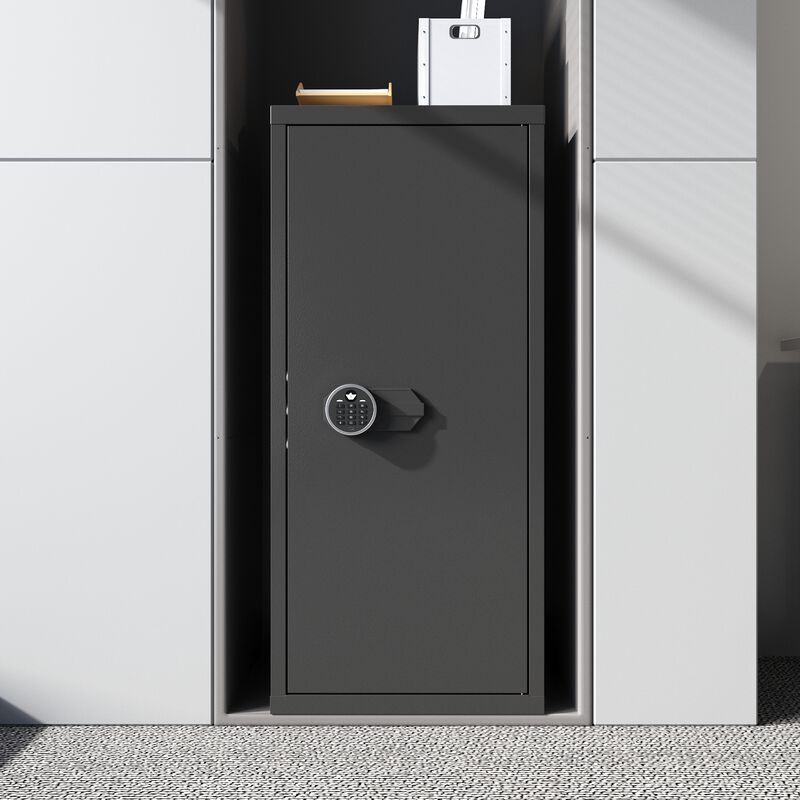 FUFU&GAGA Secure Gun Cabinet with 3-Point Locking Bolts, Key & Code Access, Adjustable Shelves & LED Light, (17.8 in. W x 15.8 in. D x 39.4 in. H), Black