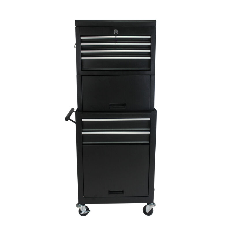 High Capacity Rolling Tool Chest with Wheels and Drawers, 6-Drawer Tool Storage Cabinet--BLACK