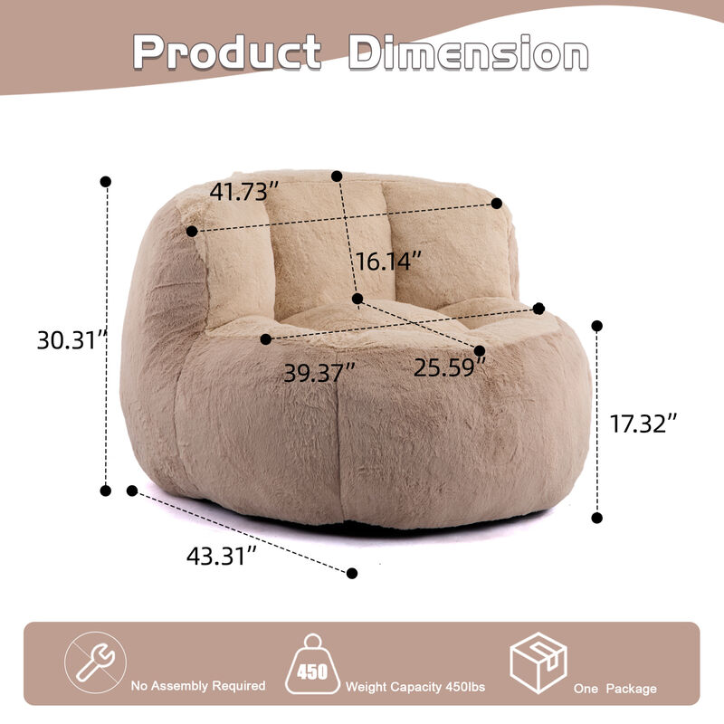 GOODSILO Oversized Bean Bag Chair Lounger Sofa Large Comfy Faux Fur Living Room Furniture image number 2