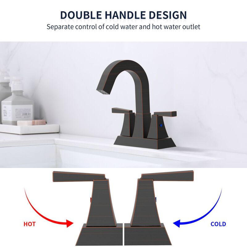 Brushed Nickel Bathroom Sink Faucet, 2-Handle Centerset for Modern Vanity & Durable Design