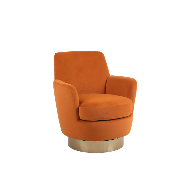 Streamdale Orange Velvet Swivel Accent Chair image number 2